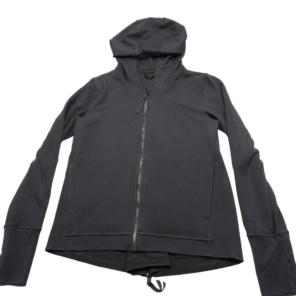 Lululemon City Trek Hoodie Womens 8 Black Pockets Hooded Back Zipper Wicking